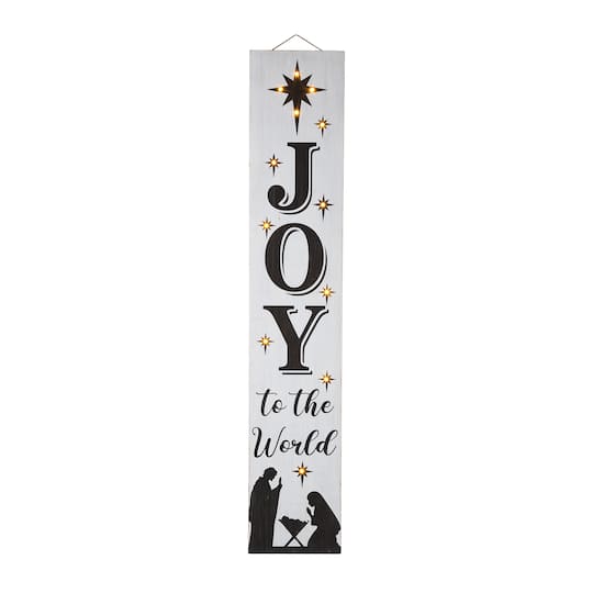 Glitzhome® 42" Lighted Wooden Nativity Porch Sign with Timer | Michaels®